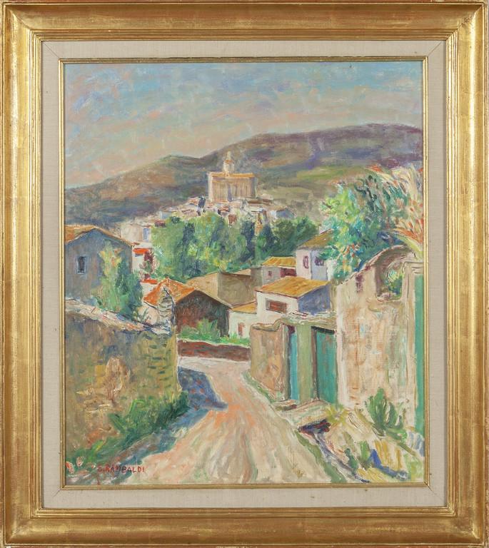 EMANUELE RAMBALDI (1903-1968) Villaggio in: EMANUELE RAMBALDI (1903-1968) Villaggio in Provenza olio cm.60x70 f.to in b. a s.