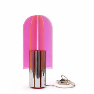 GIOVANNI E GIANPIERO BASSI Una lampada da: GIOVANNI E GIANPIERO BASSI Una lampada da tavolo 'Cactus' per STUDIO LUCE, 1969. Ottone cromato, metacrilato. Altezza cm 56, diametro cm 25. A 'Cactus' table lamp manufactured by STUDIO LUCE, 1969. Ch