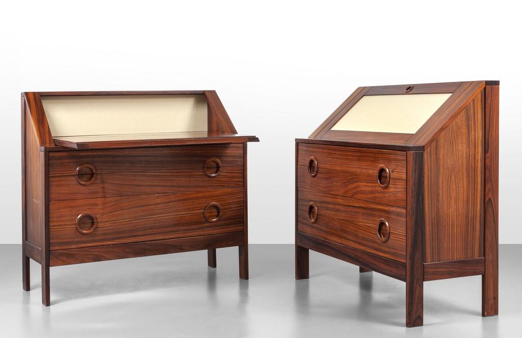 DUE CASSETTIERE A RIBALTA, anni '60.  Legno di (1 of 1)