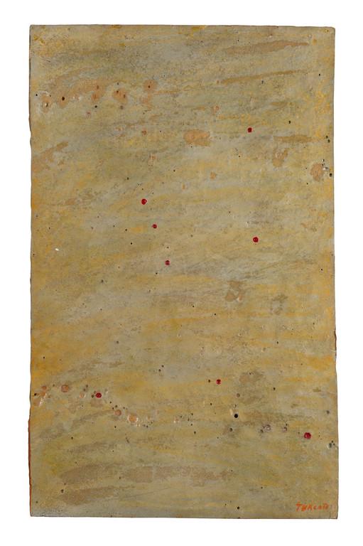 GIULIO TURCATO (1912-1995) Superficie lunare: GIULIO TURCATO (1912-1995) Superficie lunare (fine anni 60) olio,tecnica mista e gommapiuma su legno cm 64,5x39,5 firmato in basso a destra autentica su foto dell'Archivio Giulio Turcato con N. di rep