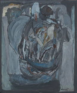 JACQUES DOUCET (1924-1994) "9-4-73" olio: JACQUES DOUCET (1924-1994) "9-4-73" olio su tela cm 55x46 firmato in basso a destra sul retro: timbro della Galleria Rotta, Genova certificato di provenienza a cura della Galleria d'Arte Rinaldo Rotta