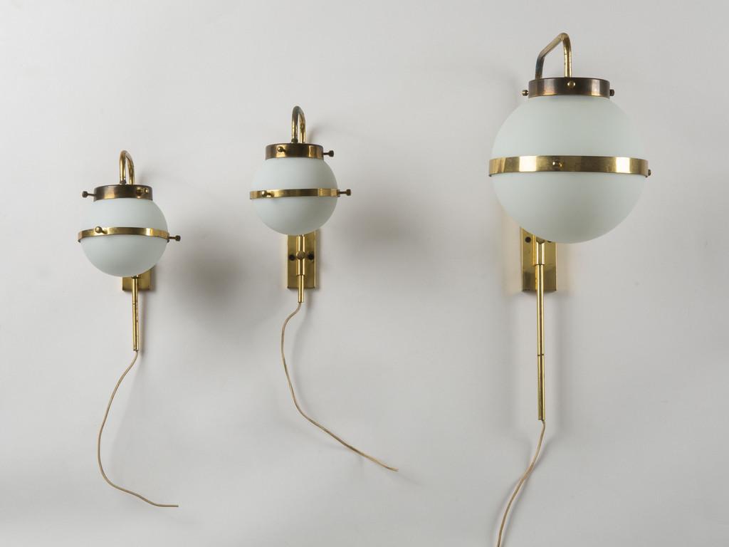 TRE LAMPADE DA PARETE, anni '60.  Ottone, (1 of 1)