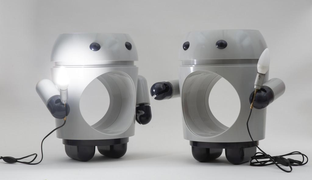 DUE COMODINI, anni '80.  Resina Abs, faretti (1 of 1)