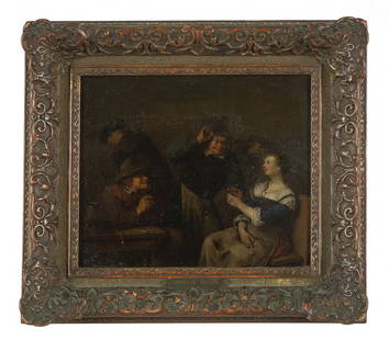 CORNELIS PIETERSZ BEGA (1631-1664) "Interno: CORNELIS PIETERSZ BEGA (1631-1664) "Interno con gente che fuma e beve" olio su rame, f.to sul tavolo cm. 25x20 scheda Prof.Ferdinando Arisi