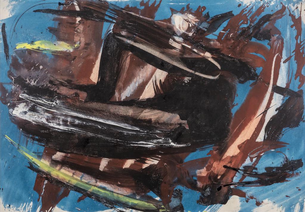 GERARD SCHNEIDER (1896-1986) Composition: GERARD SCHNEIDER (1896-1986) Composition 1962 gouache su carta cm 54x75 firmato e datato in basso a destra sul retro: etichetta della Galerie Eric Dupont, Toulouse provenienza: Galerie Eric Dupont, To