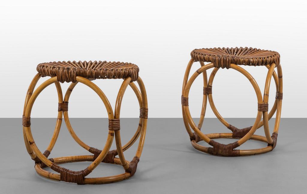 DUE SGABELLI, anni '60.  BambÃ¹, giunco e canna (1 of 1)