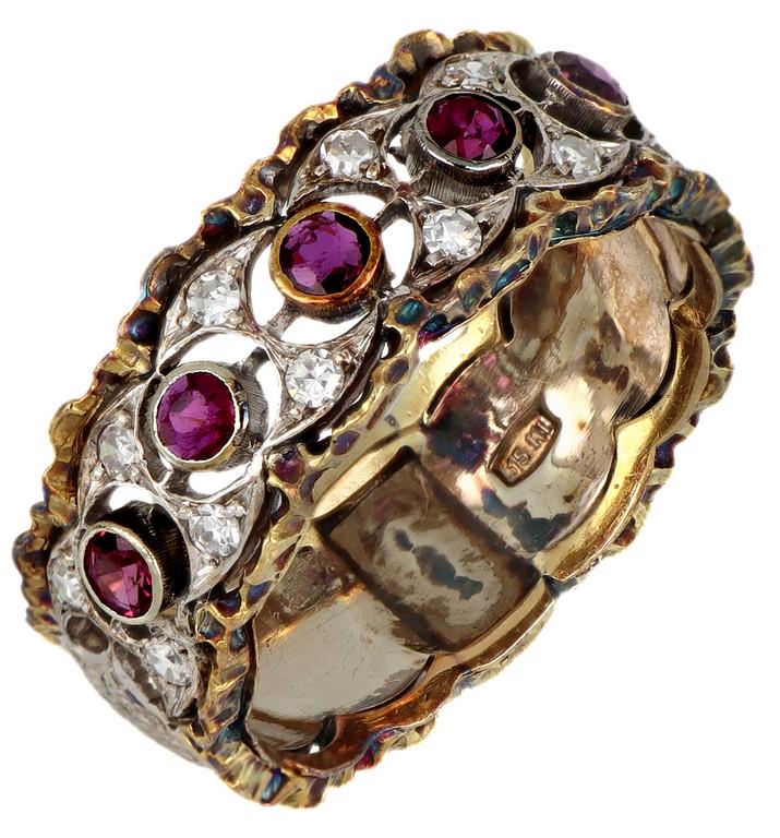 Buccellati M., anello a fascia in oro giallo e (1 of 1)