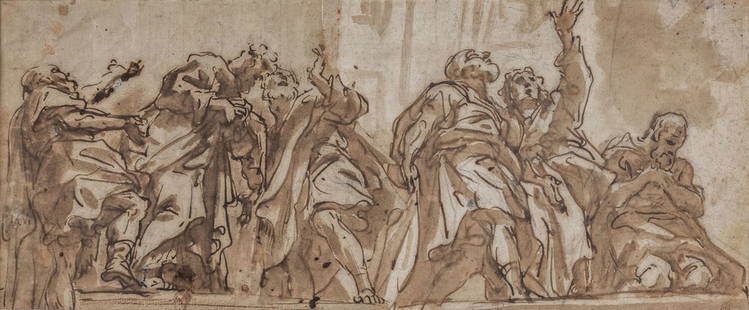 RICCI SEBASTIANO (1659-1734): RICCI SEBASTIANO (1659-1734) (attribuito) "Studio per gli Apostoli della presentazione dell'Eucarestia" disegno Provenienza: Baron Dominique-Vivant Denon (1747-1825) C&J Goodfriend, New York Esposizio