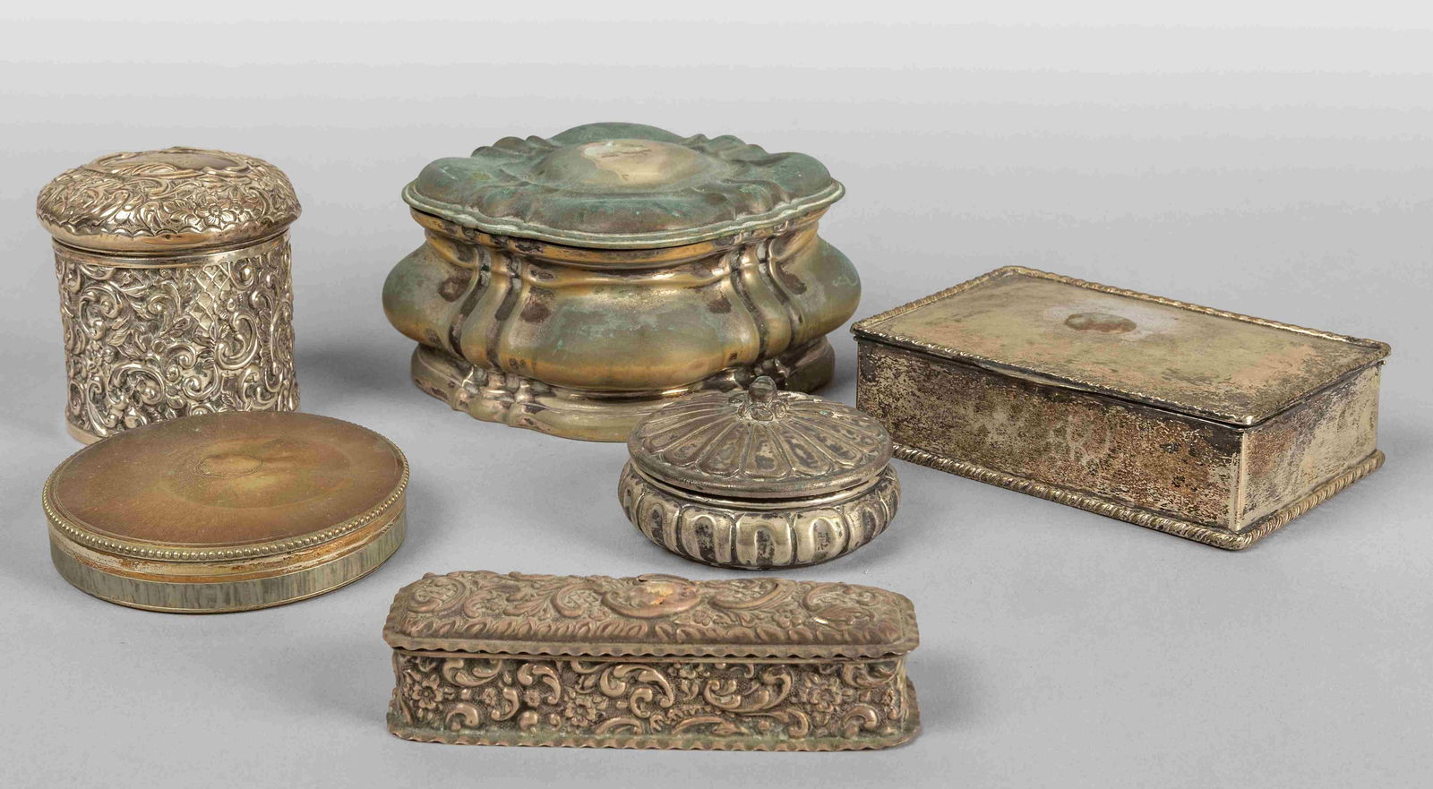 Sei scatole diverse di cui 4 in argento (gr.950) (1 of 1)