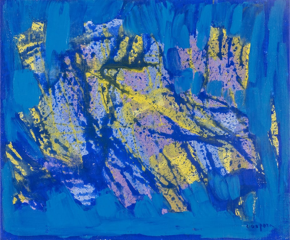 ANTONIO CORPORA (1909-2004) Lo stemma: ANTONIO CORPORA (1909-2004) Lo stemma 1980 acrilico su tela cm 38x46 firmato in basso a destra firmato e titolato sul retro sul retro: etichetta di Adriano Villata, Cerrina Monferrato (AL) Lo stemma 1