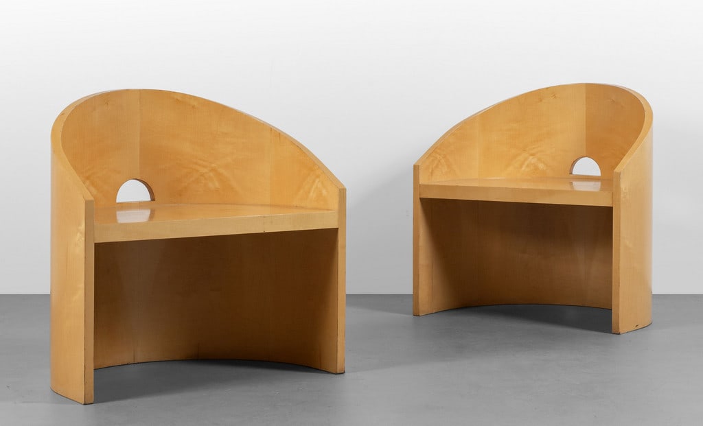 DUE POLTRONE, anni '70.  Legno impiallacciato (1 of 1)