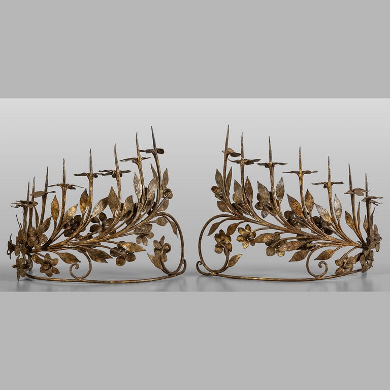 Coppia di apliques ad otto luci in ferro battuto (1 of 4)