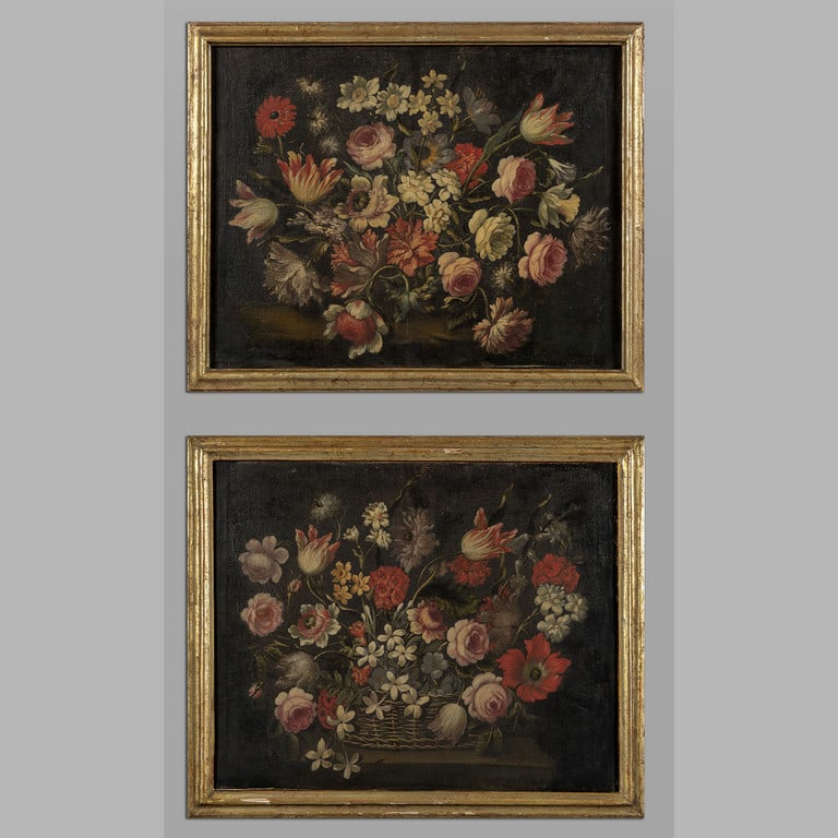 Scuola piemontese sec.XVII "Fiori" coppia di (1 of 5)