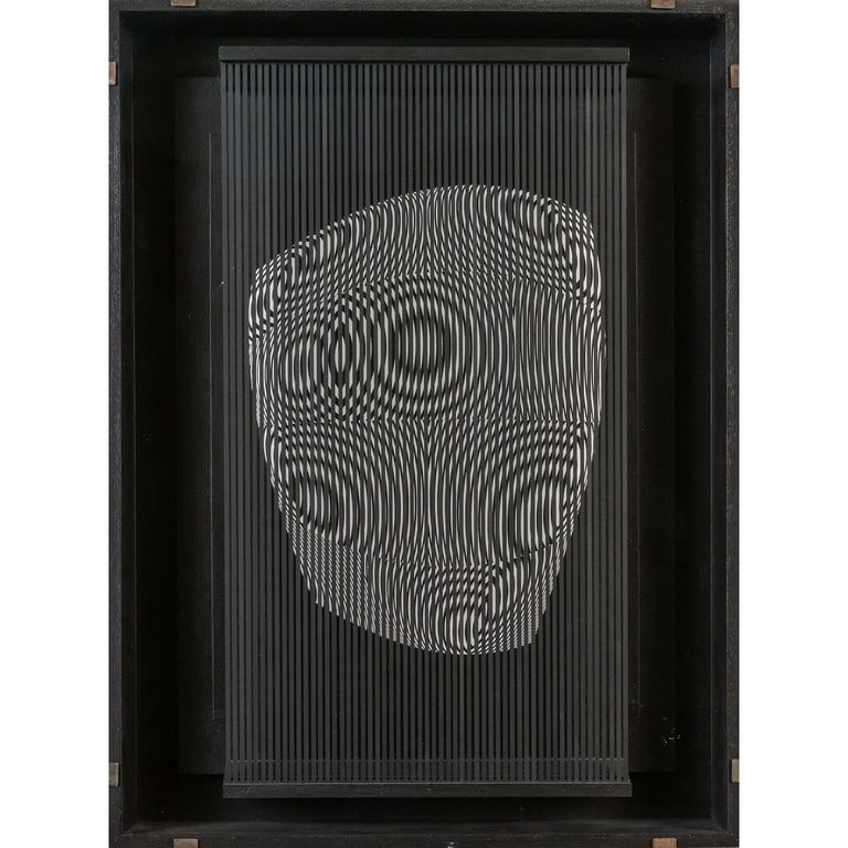 ALBERTO BIASI (1937-) Lacrime sul sasso: ALBERTO BIASI (1937-) Lacrime sul sasso ovvero Dinamica informale 2015 PVC e tecnica mista su tavola cm 59x43 firmato, datato e titolato sul retro sul retro: timbro di Alberto Biasi con N. di registro