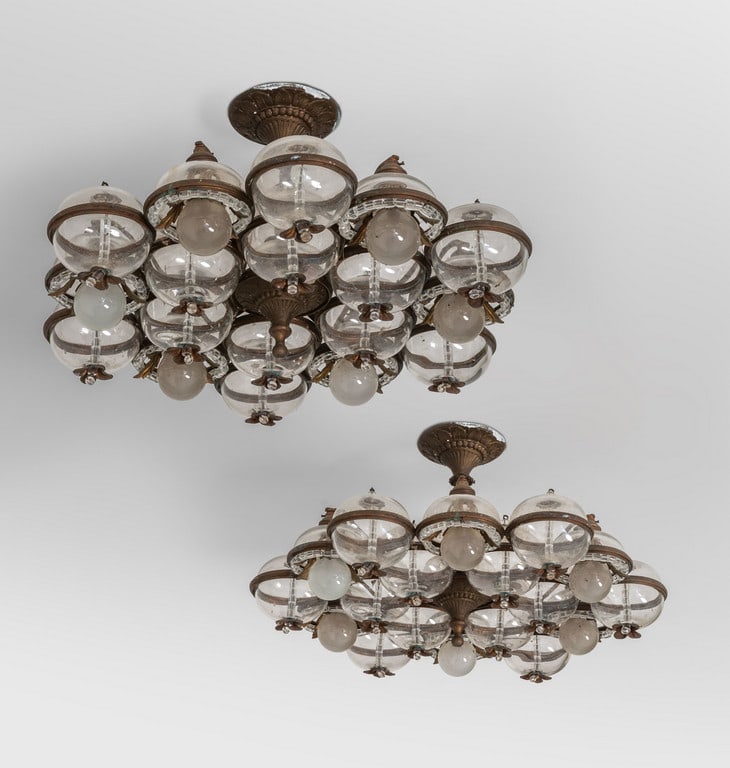 DUE  LAMPADE A SOSPENSIONE, anni '40. Ottone, (1 of 1)