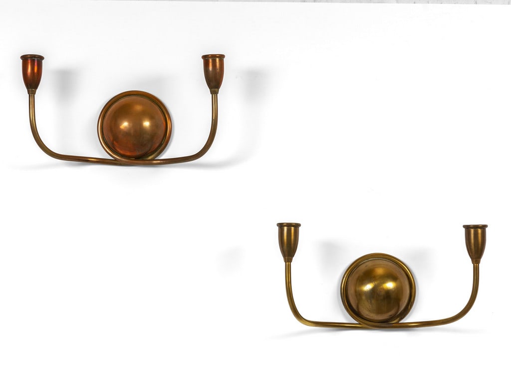 DUE APPLIQUES, anni'40.  Ottone. Altezza cm (1 of 2)