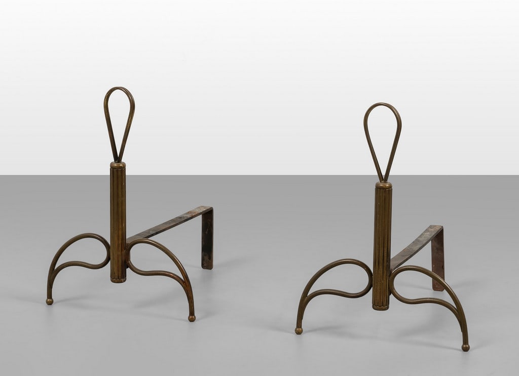 UNA COPPIA DI ALARI DA CAMINO, anni '50. (1 of 2)