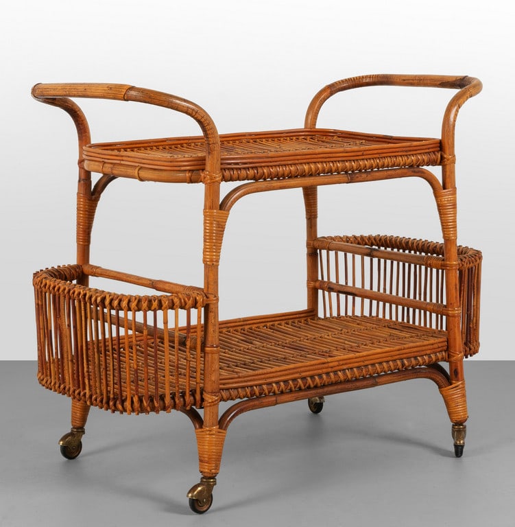 UN CARRELLO, anni '60.  Malacca, giunco e (1 of 1)