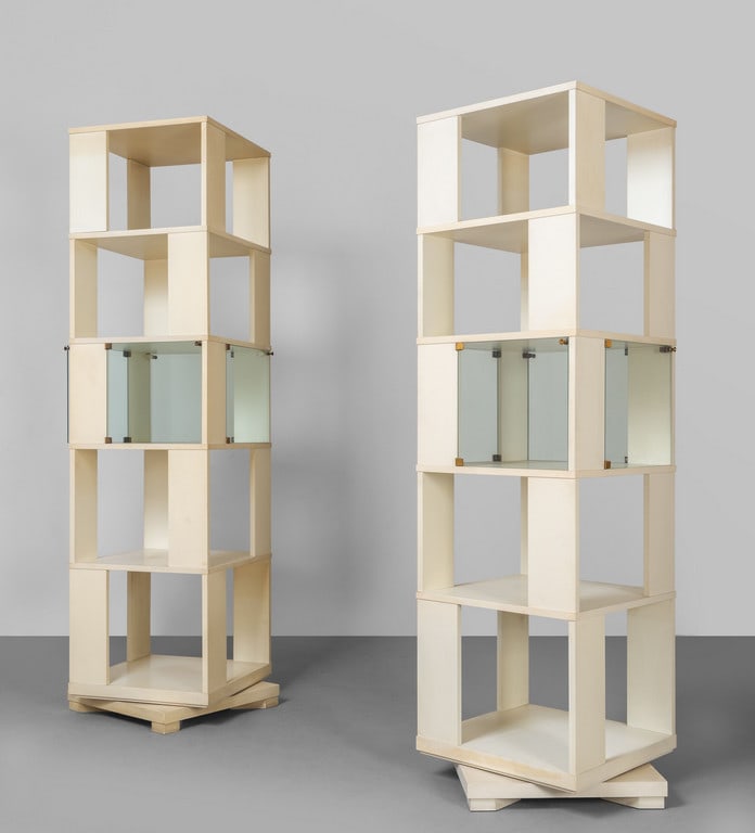 DUE MOBILI A COLONNA GIREVOLI, anni'70. Legno (1 of 2)