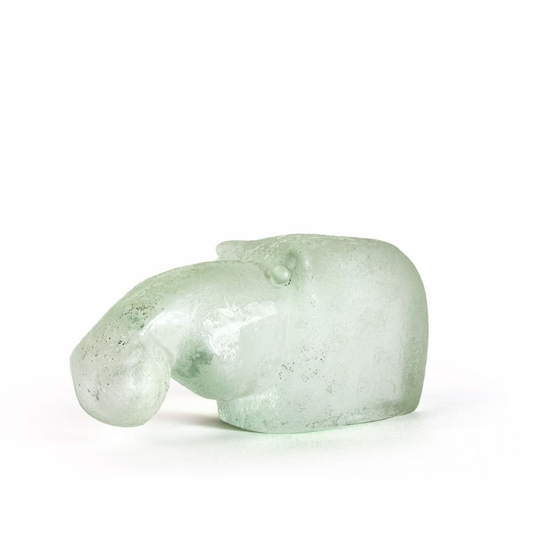 ANTONIO DA ROS, CENEDESE, 1960 circa Una: ANTONIO DA ROS, CENEDESE, 1960 circa Una figura di ippopotamo in cristallo corroso ad acido. Marca incisa "ars cenedese murano". Lunghezza cm. 23.5.