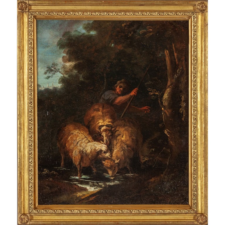 Scuola romana sec.XVIII (Rosa da Tivoli) "Pastore (1 of 2)