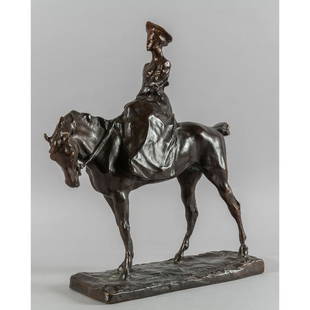 PAOLO TROUBETZKOY (1866-1933)  Amazzone,: PAOLO TROUBETZKOY (1866-1933) Amazzone, bronzo a patina scura, f.to alla base cm.40xh.46