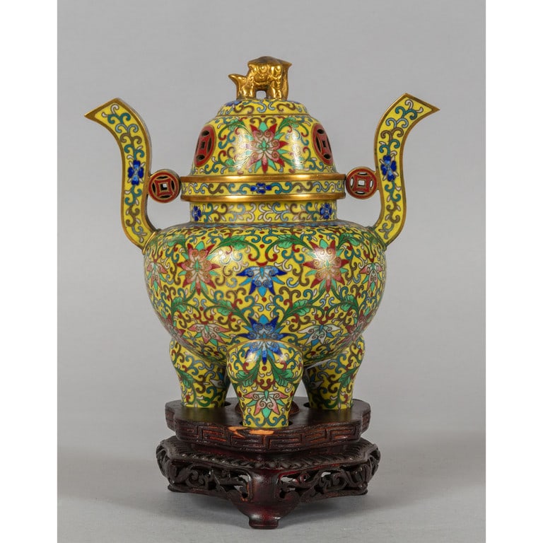 Bruciaprofumi cloisonnè, Cina sec.XX h.cm.16 (1 of 2)