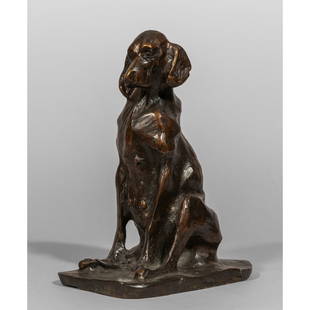 PAOLO TROUBETZKOY (1866-1933)  Cane, scultura: PAOLO TROUBETZKOY (1866-1933) Cane, scultura in bronzo a patina scura, f.ta alla base h.cm.24