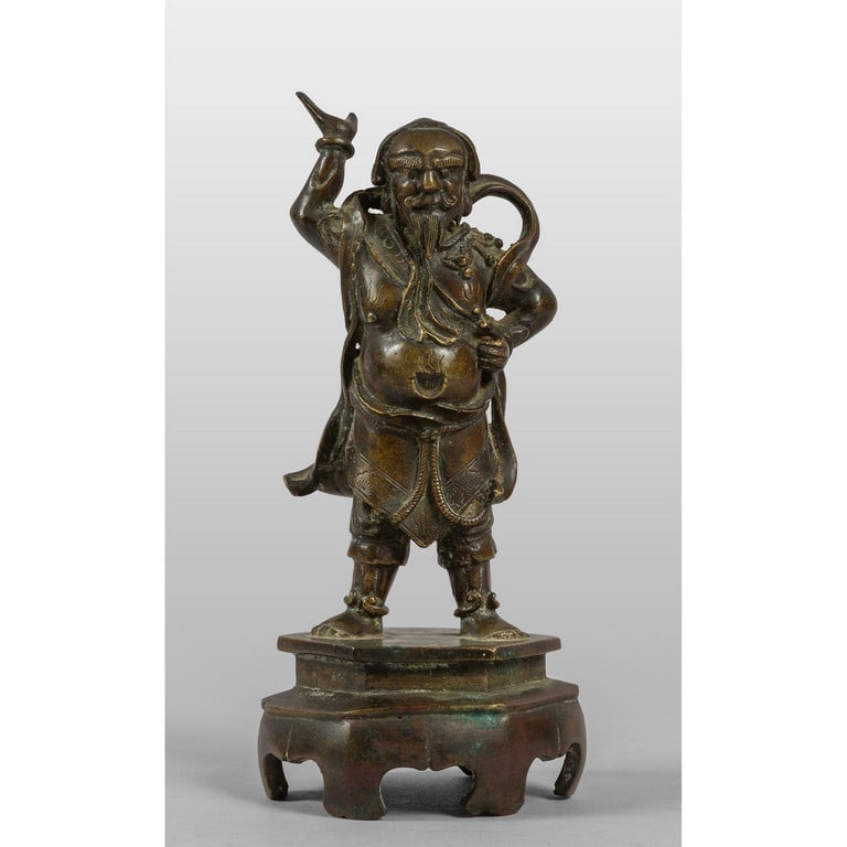Personaggio barbuto, scultura in bronzo, Arte: Personaggio barbuto, scultura in bronzo, Arte Oritentale sec.XIX h.cm.18