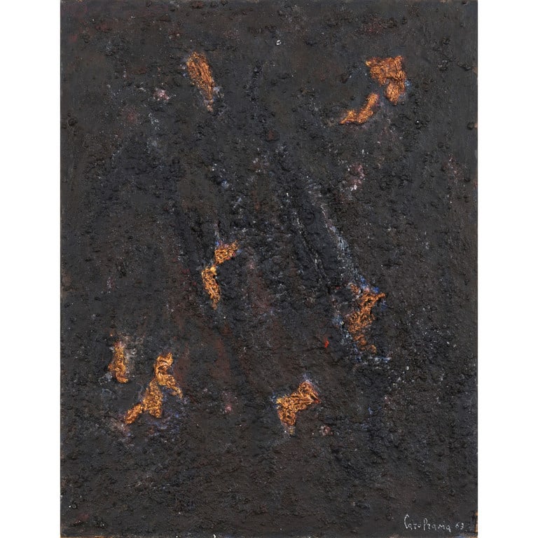 CAROL RAMA (1918-2015) CAROL RAMA Senza: CAROL RAMA (1918-2015) CAROL RAMA Senza titolo 1963 tecnica mista su masonite cm 44x34 firmato e datato in basso a destra autentica su foto dell'Archivio Carol Rama N.1351 Untitled 1963 mixed media on