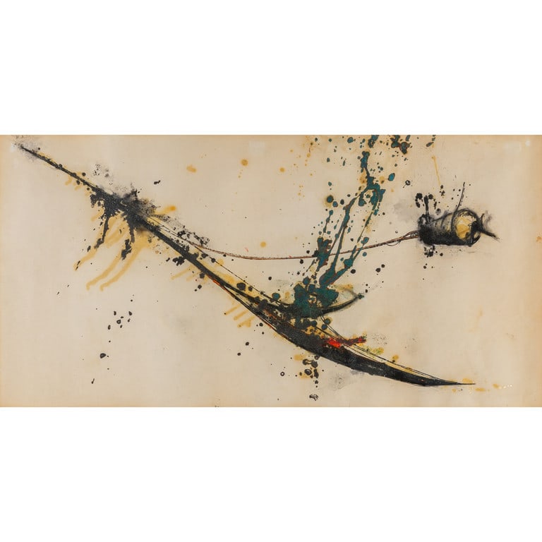 GILBERTO ZORIO (1944-) GILBERTO: GILBERTO ZORIO (1944-) GILBERTO ZORIO Senza titolo 1984 tecnica mista su carta cm 59x120 firmato e datato in alto a destra sul retro: etichetta della Galleria Persano, Torino Untitled 1984 mixed media