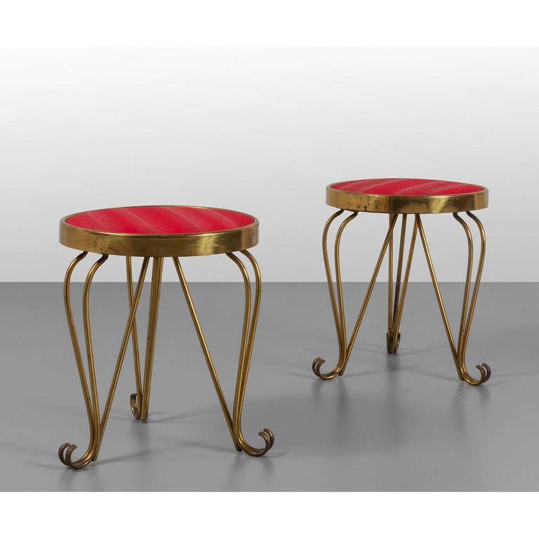 DUE SGABELLI, anni '50.  Ottone, sedute (1 of 1)