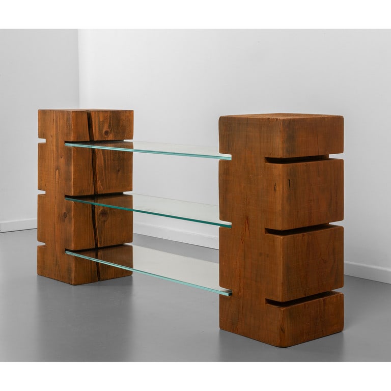 UNO SCAFFALE, anni '80.  Legno di rovere, (1 of 2)