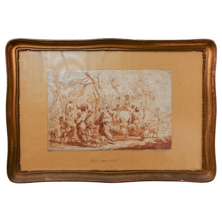 Francesco Bartolozzi Carovana di pastori,: Francesco Bartolozzi Carovana di pastori, disegno cm. 40x26