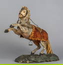 Cavallo, grande scultura in legno intagliato e