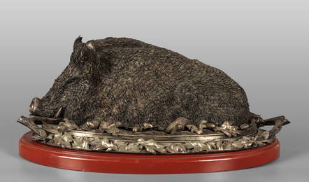 Centrotavola in argento a forma di cinghiale
