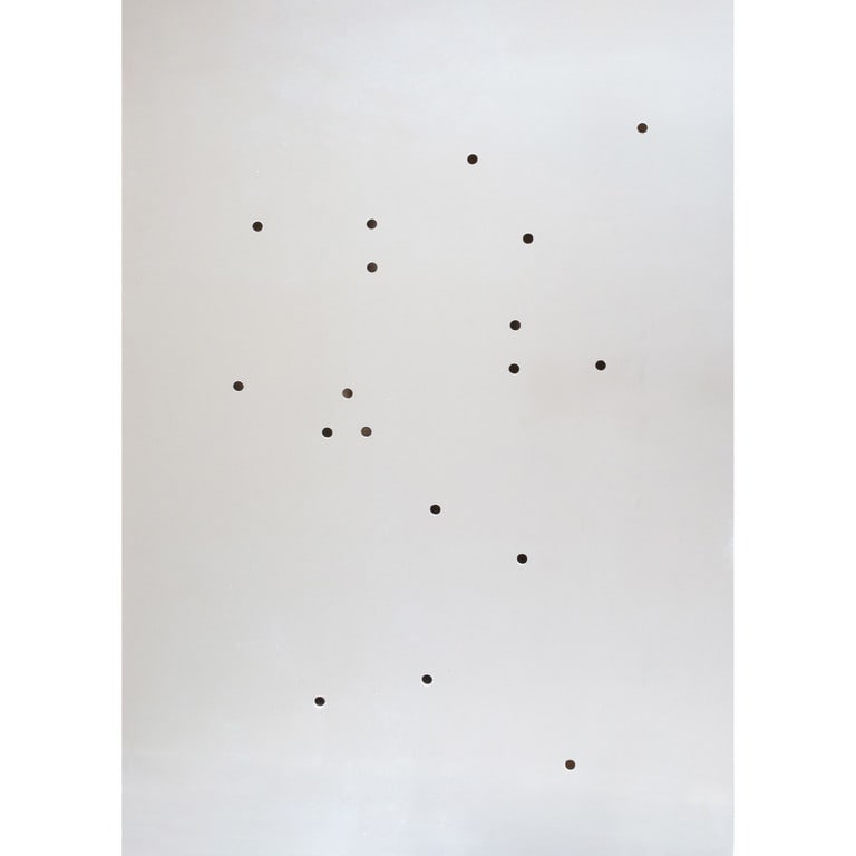 ALBERTO GARUTTI (1948-2023) Questo sguardo in: ALBERTO GARUTTI (1948-2023) Questo sguardo in quel momento 1991-2015 specchio forato cm 180x130 firmato, datato e titolato sul retro opera in corso di archiviazione presso lo Studio Archivio Alberto G