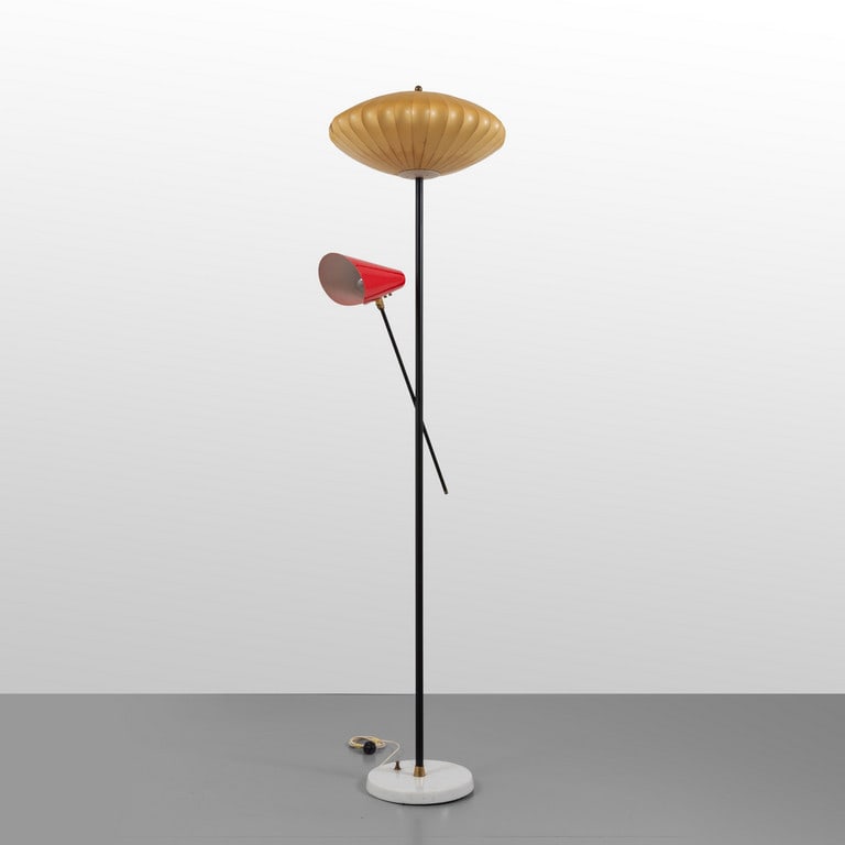 UNA LAMPADA DA TERRA, anni '50. Marmo, acciaio (1 of 2)