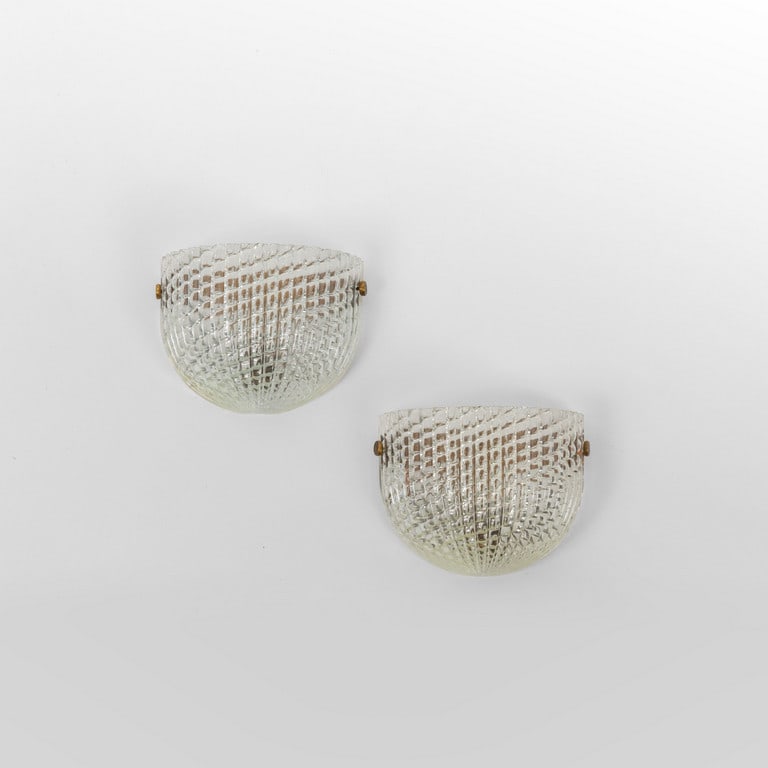 DUE APPLIQUES, anni '60. Ottone, cristallo. (1 of 2)