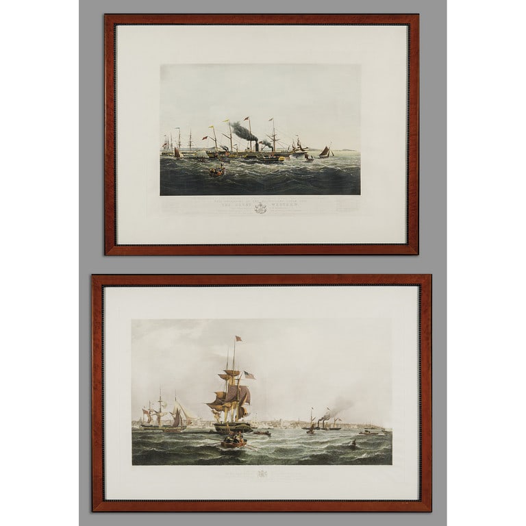 "Il porto di Liverpool" e "La nave di Great: "Il porto di Liverpool" e "La nave di Great Western", due stampe inglesi sec.XIX cm.79x58 e cm.58x90