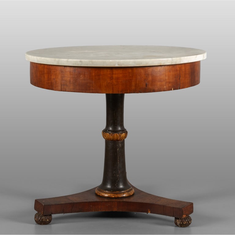 Tavolino Impero da centro, fusto in legno (1 of 1)