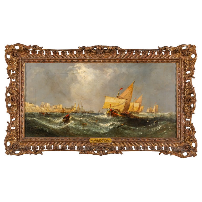 W.C.Knell (1848-1871) Fishing Craft olio: W.C.Knell (1848-1871) Fishing Craft olio cm.60x30 f.to b. a s.