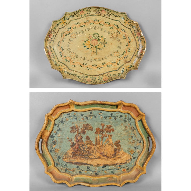 Due vassoietti in legno Luigi XV, uno laccato (1 of 3)