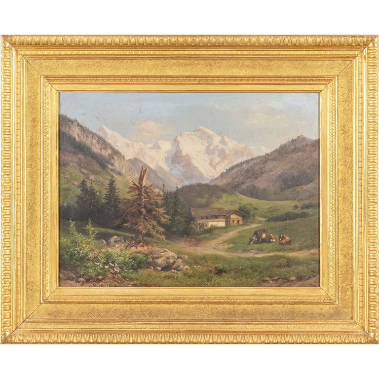 HENRY MARKO' (1855-1921) Paesaggio: CARLO MARKO' Paesaggio montano olio cm.60x45 f.to in b. a s. e d.to 1882