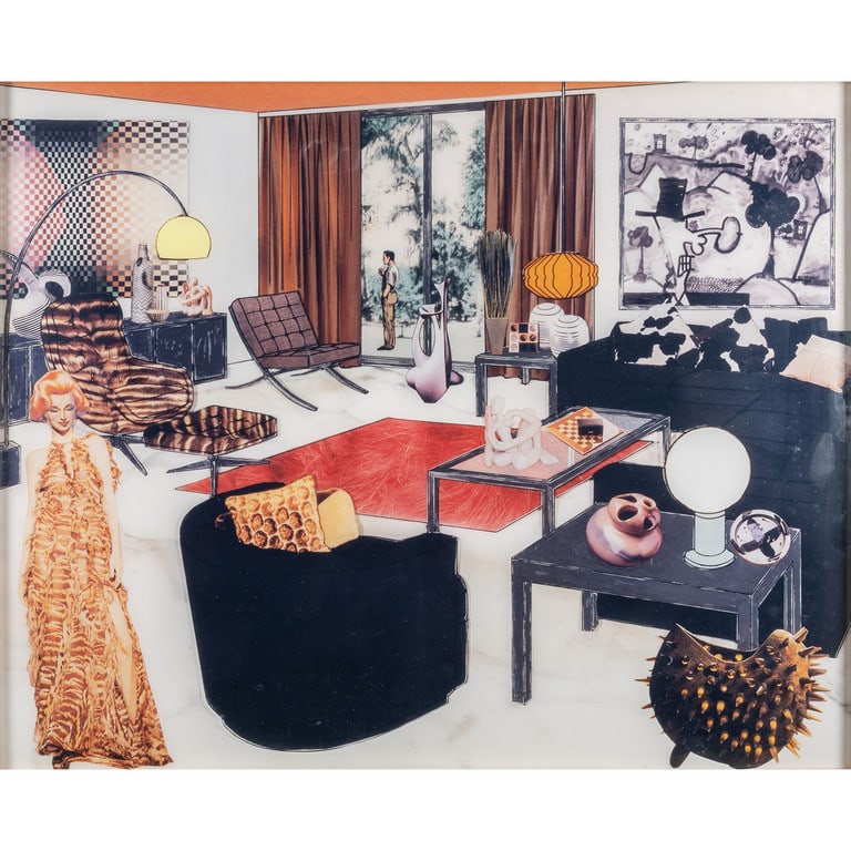 LAURIE SIMMONS (1949-) The instant decorator,: LAURIE SIMMONS (1949-) The instant decorator, black and white room 2002 cibachrome pleximounted, framed cm 76x95 esemplare 1/5 firmato e titolato sul retro The instant decorator, black and white room