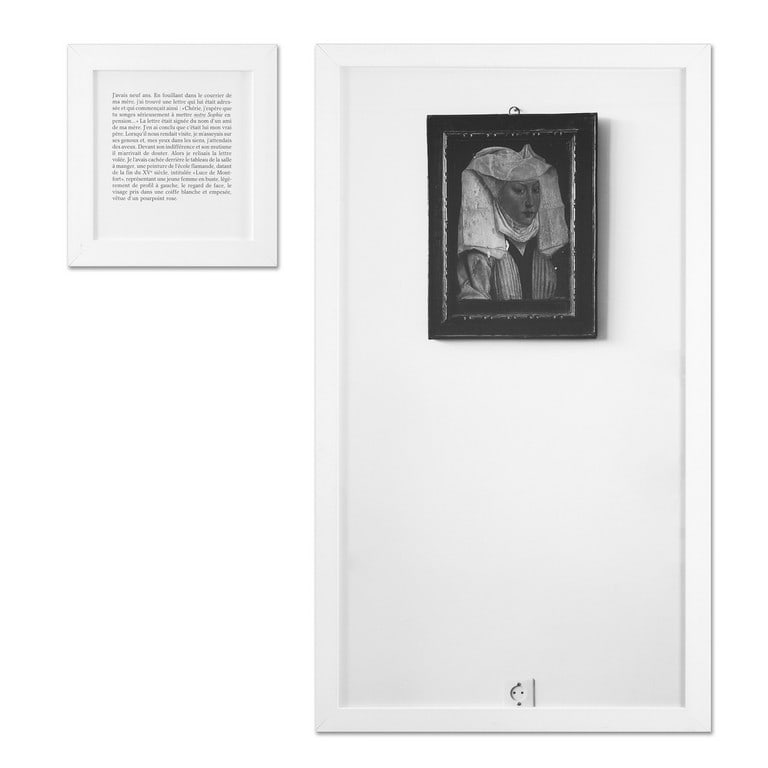 SOPHIE CALLE (1953-) Le portrait (Histoires: SOPHIE CALLE (1953-) Le portrait (Histoires vraies, Les autobiographies) 1988 stampa a getto d'inchiostro su carta baritata Ilford Galerie (foto) cm 170x100, stampa a getto d'inchiostro su carta barit