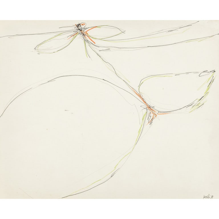 ACHILLE PERILLI (1927-2021) Senza titolo: ACHILLE PERILLI (1927-2021) Senza titolo 1959 tecnica mista su carta cm 26,8x32,8 firmato e datato in basso a destra certificato di autenticità della Galleria Accademia, Torino Untitled 1959 mixed me