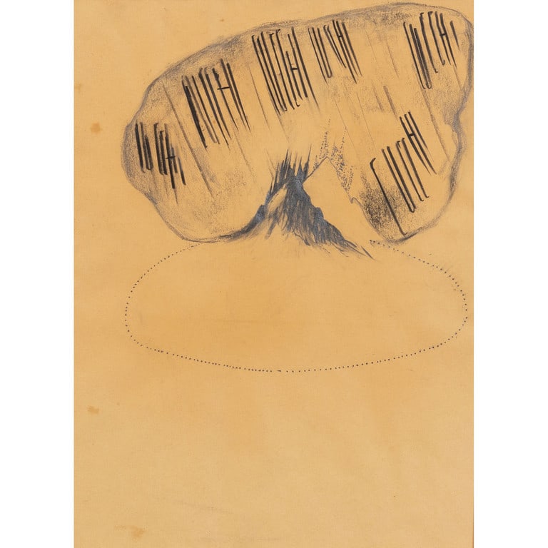 ENZO CUCCHI (1949-) Cucchi, Cucchi, Cucchi,: ENZO CUCCHI (1949-) Cucchi, Cucchi, Cucchi, Cucchi 1987 carboncino su carta cm 31,5x23 firmato e dedicato sul retro "A Roma 1987..." provenienza: Collezione Giacinto Di Pietrantonio, Torino Cucchi, Cu