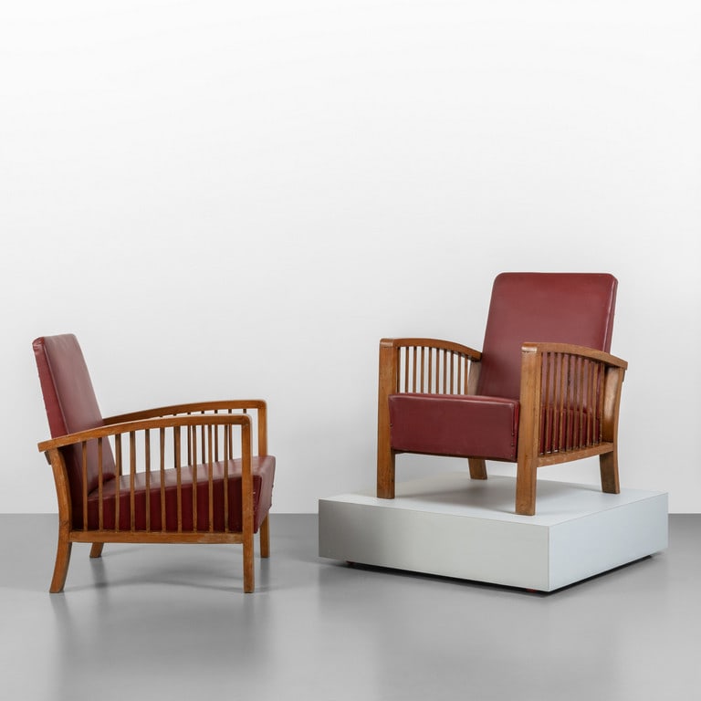 DUE POLTRONE, anni '40.  Legno di rovere, (1 of 1)