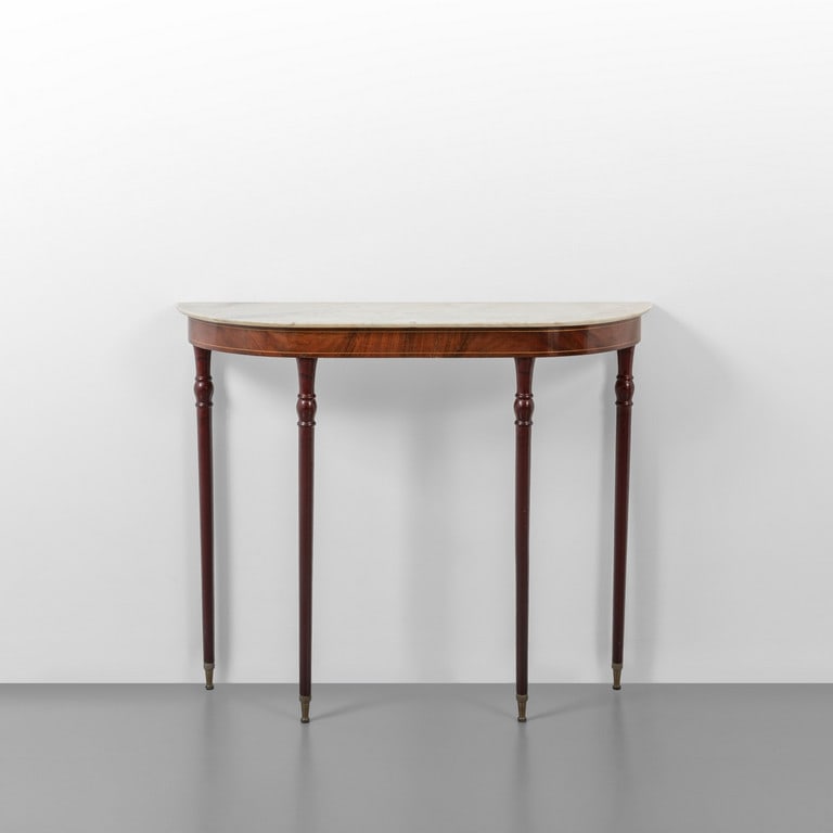 UNA CONSOLE, anni '40.  Legno di mogano, (1 of 3)